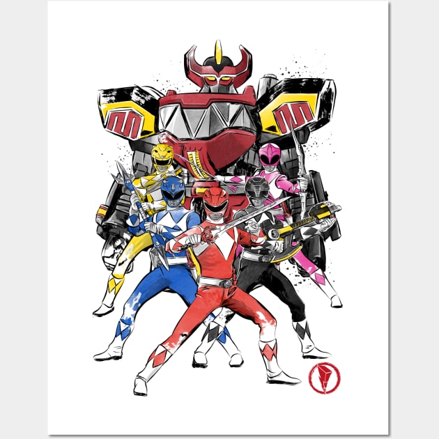 Power Rangers sumi e Wall Art by DrMonekers